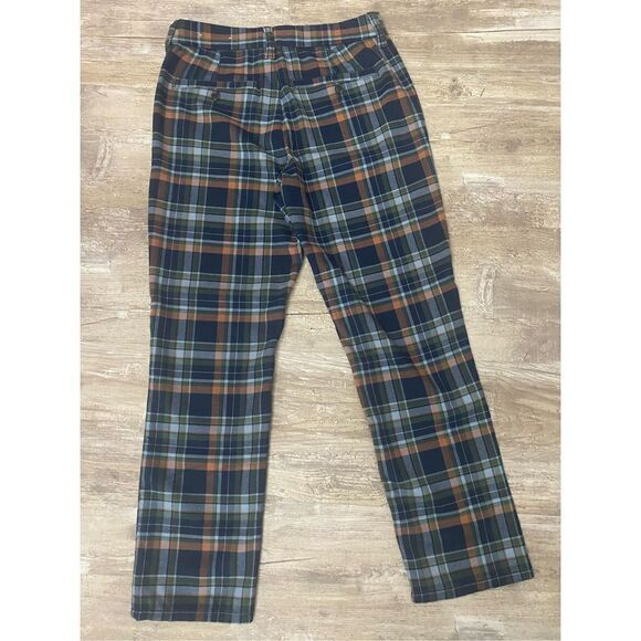 American Eagle Super Hi Rise Skinny Trouser Pants Blue Orange Plaid Women’s Sz 6 - Picture 4 of 7